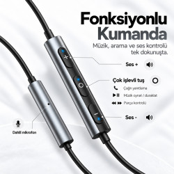 Woyax Mikrofonlu Kablolu Kulak İçi Type-C Kulaklık Silikonlu Mıknatıslı Güçlü Bass iPhone Android Telefon Tablet Laptop Uyumlu