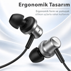 Woyax Mikrofonlu Kablolu Kulak İçi Type-C Kulaklık Silikonlu Mıknatıslı Güçlü Bass iPhone Android Telefon Tablet Laptop Uyumlu