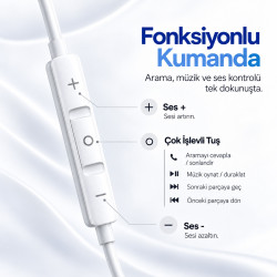 Woyax Mikrofonlu Kablolu Lightning Kulak İçi Kulaklık Silikonlu Güçlü Bass iPhone iPad Uyumlu