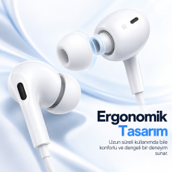 Woyax Mikrofonlu Kablolu Type-C Kulak İçi Kulaklık Silikonlu Güçlü Bass iPhone Android Telefon Tablet Laptop Uyumlu