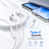 Woyax Mikrofonlu Kablolu Type-C Kulak İçi Kulaklık Silikonlu Güçlü Bass iPhone Android Telefon Tablet Laptop Uyumlu