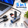 Woyax 5 in 1 Type-C USB Hub Çoklayıcı Dönüştürücü Converter USB 3.0 2x USB 2.0 SD MicroSD TF Kart Okuyucu