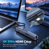 Woyax 7 in 1 Type-C USB Hub Çoklayıcı Dönüştürücü Converter 4K 30Hz HDMI 100W PD USB-A USB-C SD/TF Kart Okuyucu Ethernet