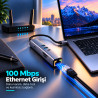 Woyax 7 in 1 Type-C USB Hub Çoklayıcı Dönüştürücü Converter 4K 30Hz HDMI 100W PD USB-A USB-C SD/TF Kart Okuyucu Ethernet