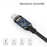 Woyax by Deji Dijital Göstergeli 1.2M PD 20W Type-C to Lightning Örgülü Hızlı Şarj ve Data Kablosu – Siyah