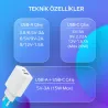 Woyax by Deji Tecno 20W PD Type-C Çoklu Hızlı Şarj Aleti / Cihazı PD ve USB Çıkış 1.2M Type-C Şarj Kablosu