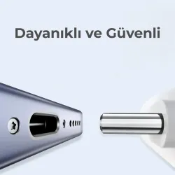 Type-C Soketli Mini Powerbank 5000mAh 2 Type-C Port Dahili Kablolu Taşınabilir Şarj Cihazı Siyah