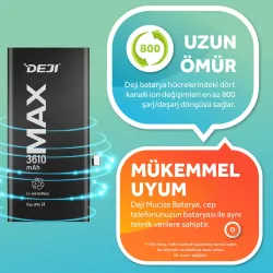 iPhone 14 Mucize Batarya Deji 3610mAh (Süper Kapasite)