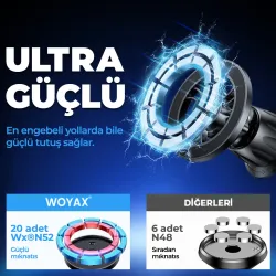 Woyax by Deji Güçlü Mıknatıslı Kancalı Araç İçi Telefon Tutucu - Magsafe iPhone Uyumlu Havalandırma İçin