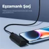 OUTLET Type-C Soketli Mini Powerbank 5000mAh 2 Type-C Port Dahili Kablolu Taşınabilir Şarj Cihazı Siyah