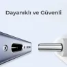 OUTLET Type-C Soketli Mini Powerbank 5000mAh 2 Type-C Port Dahili Kablolu Taşınabilir Şarj Cihazı Siyah