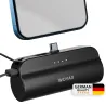 OUTLET Type-C Soketli Mini Powerbank 5000mAh 2 Type-C Port Dahili Kablolu Taşınabilir Şarj Cihazı Siyah