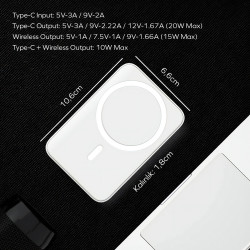 Woyax By Deji Magsafe Powerbank 10000mah Standlı Hızlı Taşınabilir Batarya iPhone 12 13 14 15 16 Android - Beyaz