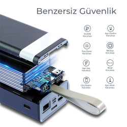 30000mAh Dijital Göstergeli Fenerli Powerbank 22.5W Hızlı Taşınabilir Şarj Cihazı