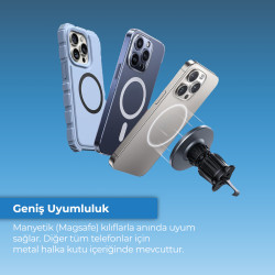 Woyax MagSafe Mıknatıslı Kablosuz Soğutmalı Şarjlı ProMag Araç İçi Telefon Tutucu Araba Telefon Tutacağı iPhone/Android