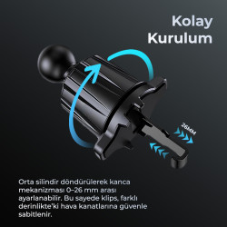 Woyax Kancalı Araç İçi Premium Telefon Tutucu - Araba Telefon Tutacağı Havalandırma İçin