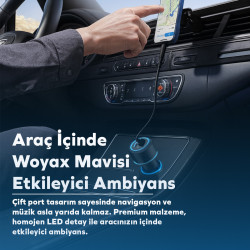 Woyax Araç Şarj Aleti Çakmaklık Type-C + USB Girişli Kablolu Set 38W