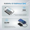 Woyax Magsafe Powerbank 5000 mAh QI2 Siyah Renk 20W Hızlı Taşınabilir Şarj Cihazı