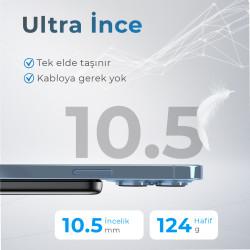 Woyax Magsafe Powerbank 5000 mAh QI2 Siyah Renk 20W Hızlı Taşınabilir Şarj Cihazı