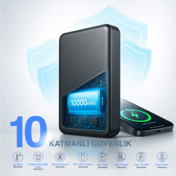 Woyax All In Magsafe Powerbank 10.000mAh 20W Hızlı Taşınabilir Şarj Cihazı Saat Kulaklık iPhone Android