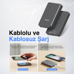 Woyax All In Magsafe Powerbank 10.000mAh 20W Hızlı Taşınabilir Şarj Cihazı Saat Kulaklık iPhone Android