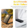 Woyax Güneş Enerjili Solar Powerbank 10000mah Led Işıklı Taşınabilir Batarya Şarj Cihazı Siyah