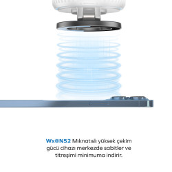 Woyax MagSafe Uyumlu 360° Mıknatıslı Ayarlanabilir Araç İçi Telefon Tutucu Kilitli Vakumlu Masa Dolap Cam