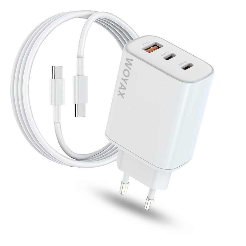 Woyax Hızlı Şarj Aleti 65W Type-C Kablo Beyaz Android / Tablet / iPhone / MacBook/ Laptop