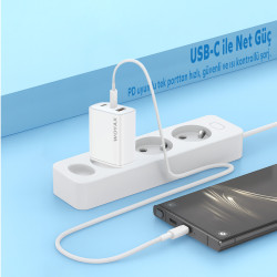 Woyax Hızlı Şarj Aleti 65W Type-C Kablo Beyaz Android / Tablet / iPhone / MacBook/ Laptop