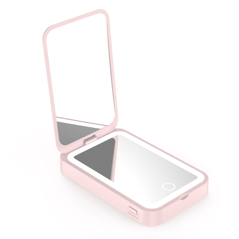 Woyax Ledli Makyaj Aynalı Powerbank 3000mAh Taşınabilir Şarj Cihazı Pembe iPhone Samsung Xiaomi