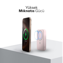 Woyax Ledli Makyaj Aynalı Powerbank 3000mAh Taşınabilir Şarj Cihazı Pembe iPhone Samsung Xiaomi
