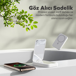 Woyax Ledli Makyaj Aynalı Powerbank 3000mAh Taşınabilir Şarj Cihazı Beyaz iPhone Samsung Xiaomi