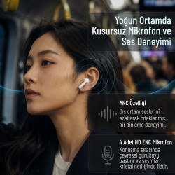 Gigasound ANC+ENC Kablosuz Bluetooth Kulaklık Kulak İçi gürültü önleme 4 mikrofon 42 saat oynatma süresi
