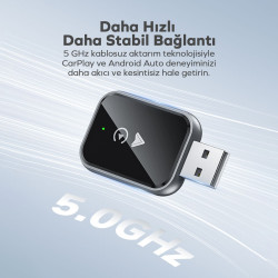 Kablosuz CarPlay Dönüştürücü Android Auto Adaptörü USB/Type-C 2’si 1 arada Dongle Apple CarPlay Kablosuz Bağlantı