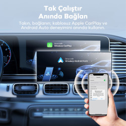 Kablosuz CarPlay Dönüştürücü Android Auto Adaptörü USB/Type-C 2’si 1 arada Dongle Apple CarPlay Kablosuz Bağlantı