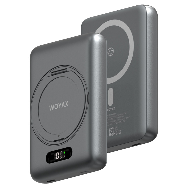 Woyax Magsafe Powerbank 360° Standlı Metal 10.000mAh 20W Hızlı Taşınabilir Şarj Cihazı Stand Iphone 11 12 13 14 15 16 17