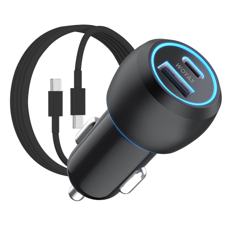 Woyax Araç Şarj Aleti Çakmaklık Type-C + USB Girişli Kablolu Set 38W Hızlı Şarj