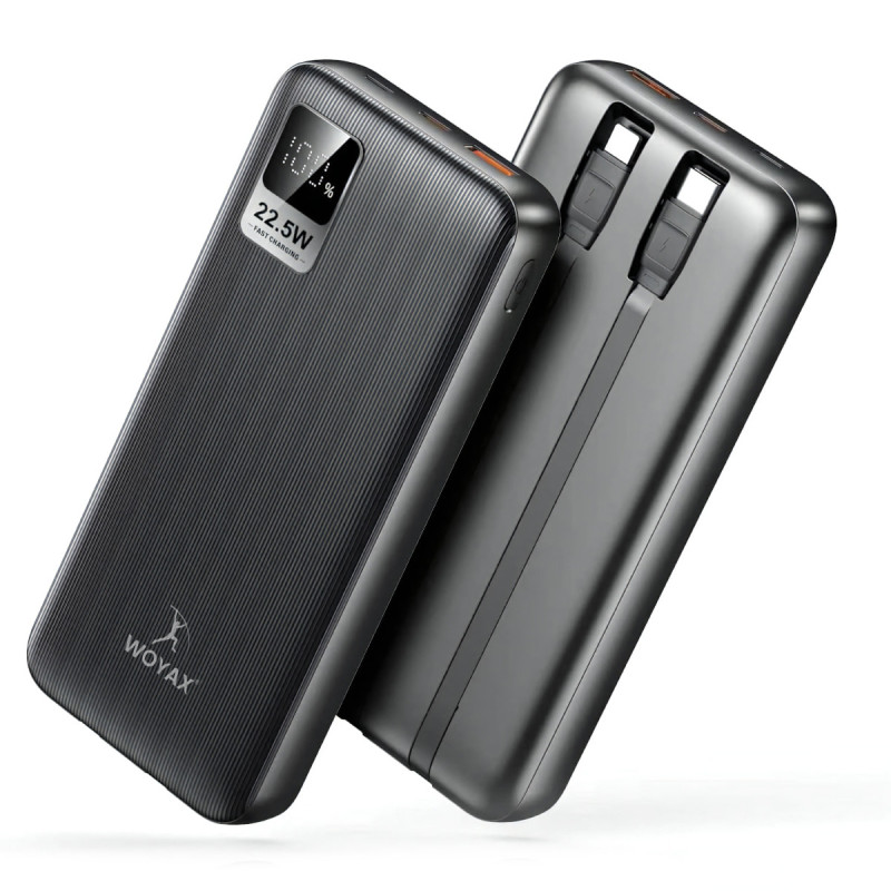 Dahili Type-C ve iPhone Kablolu 10000mAh Powerbank 22.5W Hızlı Led Ekranlı Taşınabilir Şarj Cihazı