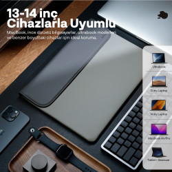 Woyax CleanFit 13-14 İnç Slikon Süet Laptop Çantası MacBook Kılıfı iPad Tablet Su Geçirmez El Çantası