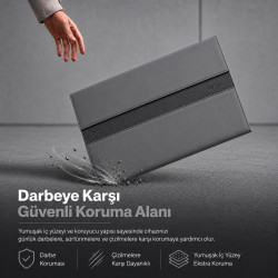 Woyax S-Touch 15-16 İnç NFC Özellikli  Slikon Süet Laptop Çantası MacBook Kılıfı iPad Tablet Su Geçirmez El Çantası