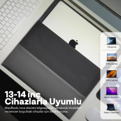Woyax S-Touch 13-14 İnç NFC Özellikli Slikon Süet Laptop Çantası MacBook Kılıfı iPad Tablet Su Geçirmez El Çantası