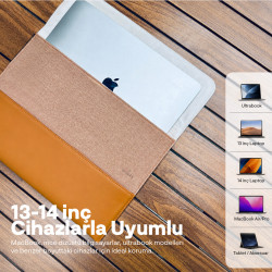 Woyax S-Touch 13-14 İnç NFC Özellikli Slikon Süet Laptop Çantası MacBook Kılıfı iPad Tablet Su Geçirmez El Çantası