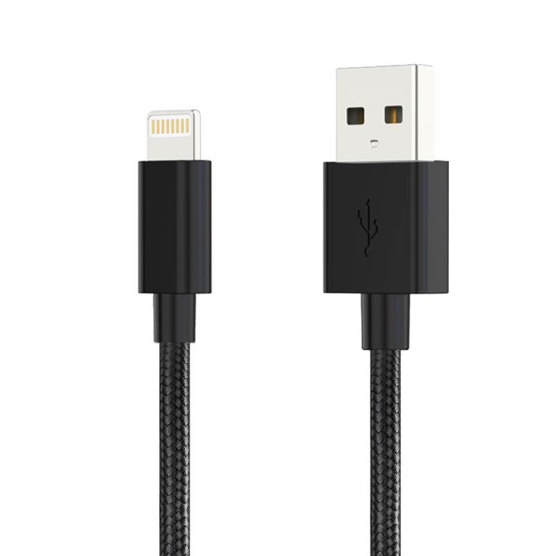Woyax iPhone Şarj ve Data Kablosu Örgülü Lightning Siyah 1.2M