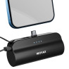 Type-C Soketli Mini Powerbank 5000mAh 2 Type-C Port Dahili Kablolu Taşınabilir Şarj Cihazı Siyah