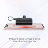 Type-C Soketli Mini Powerbank 5000mAh 2 Type-C Port Dahili Kablolu Taşınabilir Şarj Cihazı Siyah