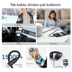 Woyax by Deji iPhone Lightning 3.5mm Aux Ses Kablosu Stereo Destekler 1.2M