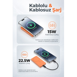 Woyax Magsafe Powerbank 5000mAh Slim Hızlı Taşınabilir Batarya iPhone 11 12 13 14 15 16 17 Pro Max Samsung